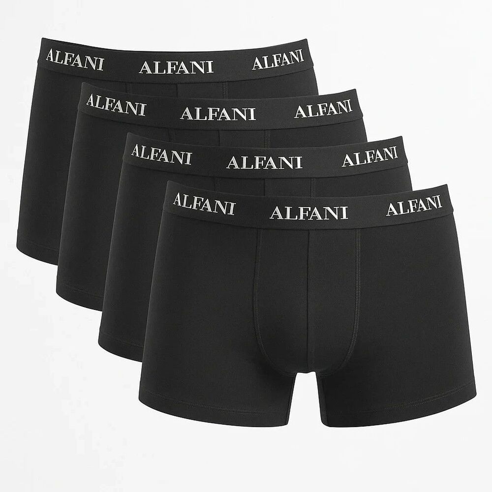 ALFANI Boxer Briefs Mens XXL Black 4-Pack 100% Cotton Trunk Tagless Logo